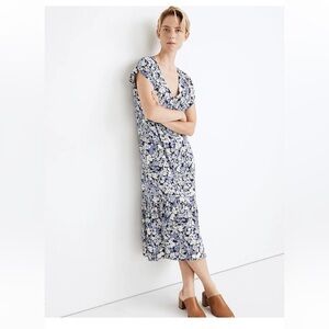 Madewell Button Front Ruffle Hem Midi‎ Dress Sz M
